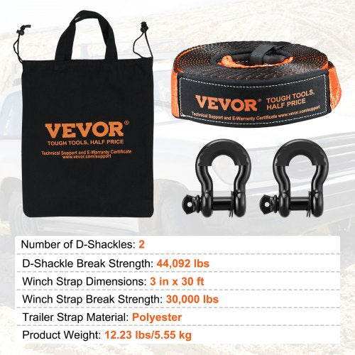 OffRoad Recovery Kit 3 x 30 Heavy Duty Winch Recovery Kit with 30000