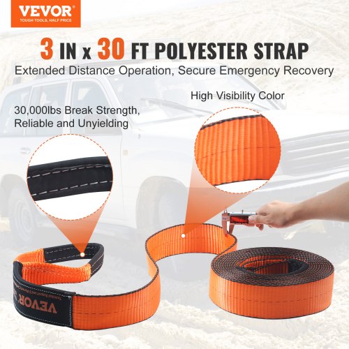 OffRoad Recovery Kit 3 x 30 Heavy Duty Winch Recovery Kit with 30000
