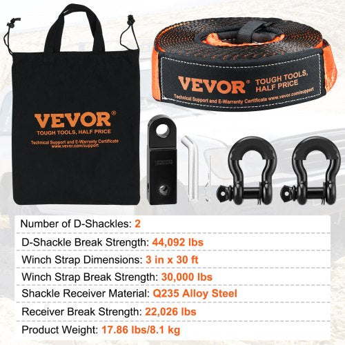 OffRoad Recovery Kit 3 x 30 Heavy Duty Winch Recovery Kit with 30000