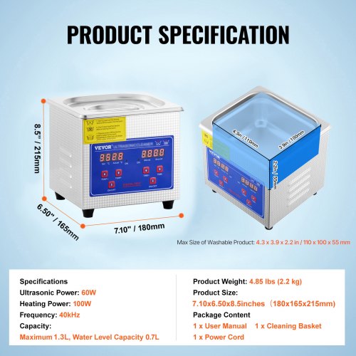 Professional Ultrasonic Cleaner 0.3 L Ultrasonic Jewelry Cleaner with Digital