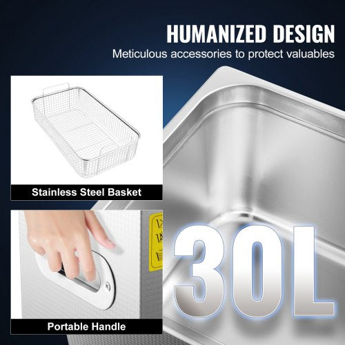 Professional Ultrasonic Cleaner 27.2 L Ultrasonic Jewelry Cleaner with Digital