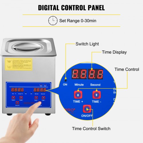 Sonic Cleaner 2L Digital Ultrasonic Parts Cleaner with Timer 40kHz