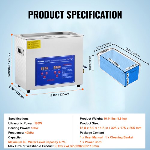 Sonic Cleaner with Digital Timer Heater Professional Ultra Sonic Jewelry