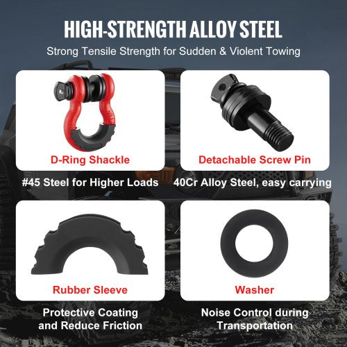 34 DRing Shackle 2 Pack Alloy Steel Shackles 62832 lbs 285 Ton Break