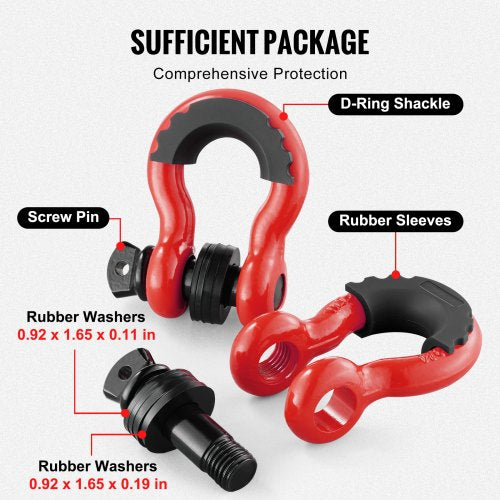 34 DRing Shackle 2 Pack Alloy Steel Shackles 62832 lbs 285 Ton Break