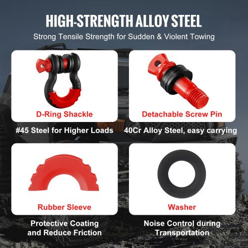 34 DRing Shackle 2 Pack Alloy Steel Shackles 62832 lbs 285 Ton Break