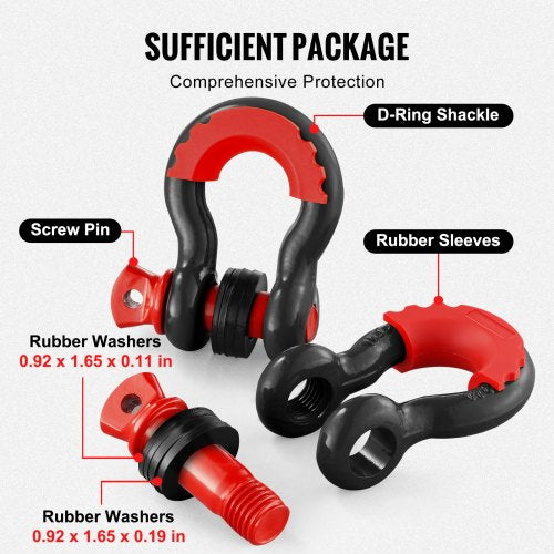 34 DRing Shackle 2 Pack Alloy Steel Shackles 62832 lbs 285 Ton Break
