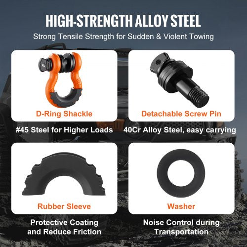 34 DRing Shackle 2 Pack Alloy Steel Shackles 62832 lbs 285 Ton Break
