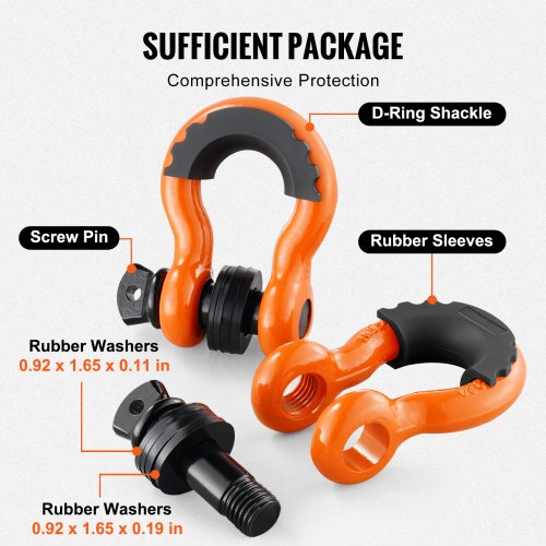 34 DRing Shackle 2 Pack Alloy Steel Shackles 62832 lbs 285 Ton Break