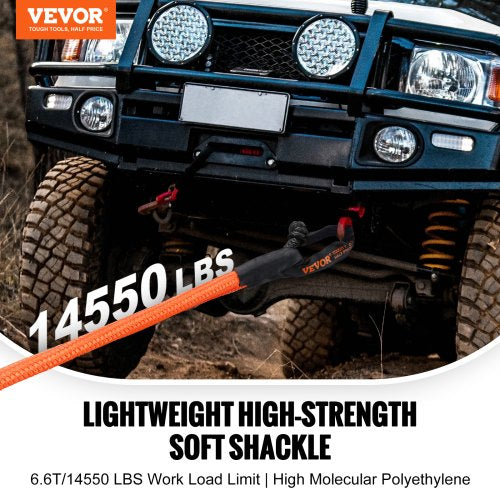 Soft Shackle Synthetic Recovery Rope 2PCS 12x22 44092lbs Break Strength