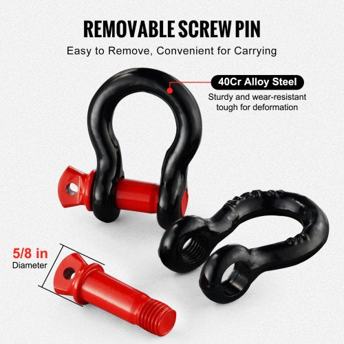 12 DRing Shackle 4 Pack Alloy Steel Shackles 17637 lbs 8 Ton Break