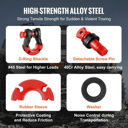 34 DRing Shackle 2 Pack Alloy Steel Shackles 66139 lbs 30 Ton Break