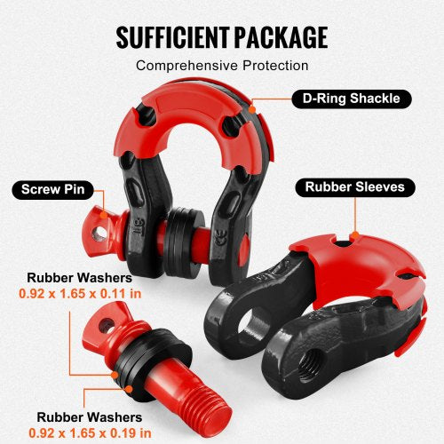 34 DRing Shackle 2 Pack Alloy Steel Shackles 66139 lbs 30 Ton Break