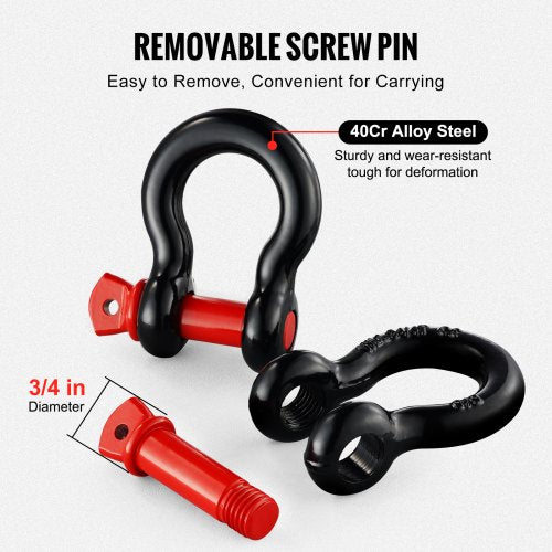 58 DRing Shackle 4 Pack Alloy Steel Shackles 28660 lbs 13 Ton Break