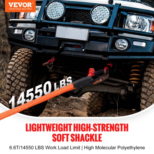 Soft Shackle Synthetic Recovery Rope 2PCS 12x22 44092lbs Break Strength