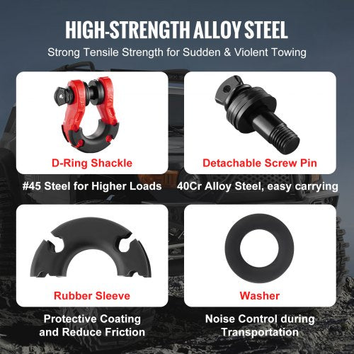 34 DRing Shackle 2 Pack Alloy Steel Shackles 66139 lbs 30 Ton Break