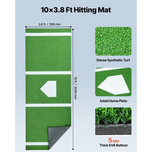 10x38 ft Baseball Softball Hitting Batting Mat IndoorOutdoor AntiSlip