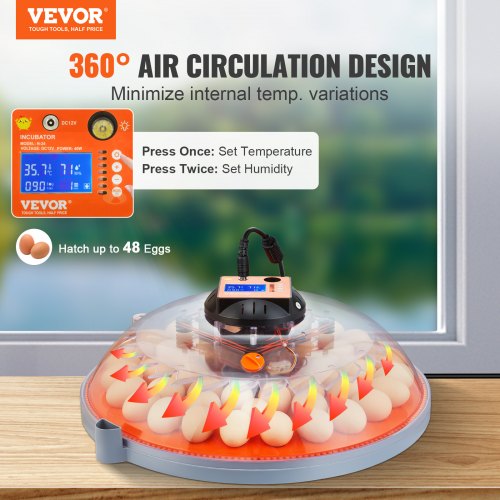 48 Egg Incubator Incubators for Hatching Eggs 360° Automatic Egg Turner
