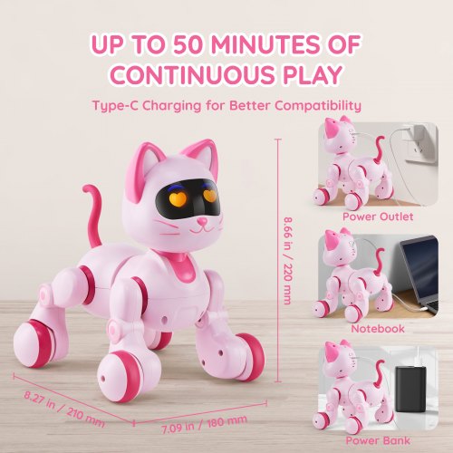 Remote Control Robot Cat Toy RC Cat Programmable Smart Interactive Robotic