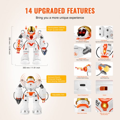RC Robot Toys for Kids Battle Mode Programmable Remote Control Smart Robot