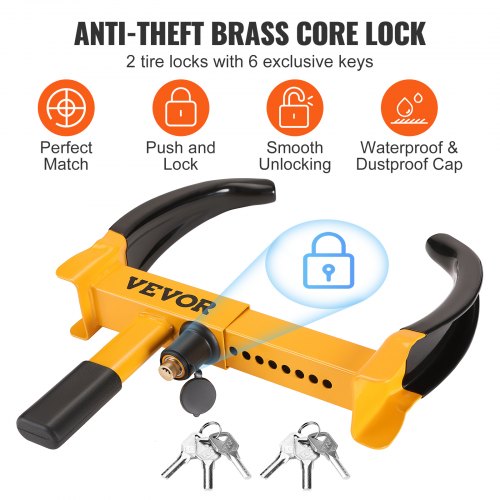 Wheel Lock 2 Packs Universal Wheel Clamp Lock Adjustable Anti Theft