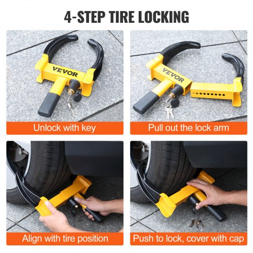 Wheel Lock 2 Packs Universal Wheel Clamp Lock Adjustable Anti Theft