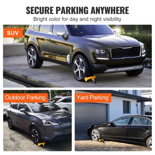 Wheel Lock 2 Packs Universal Wheel Clamp Lock Adjustable Anti Theft