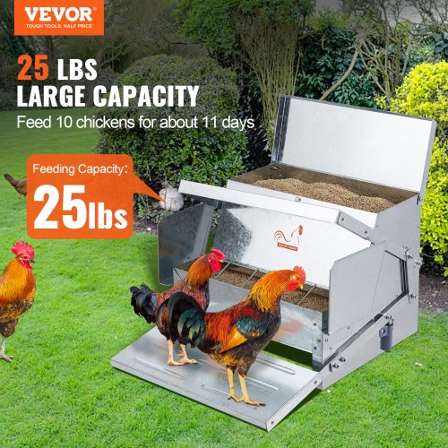 Automatic Chicken Feeder 25 lbs Capacity Feeds 10 Chickens up to 11 Days