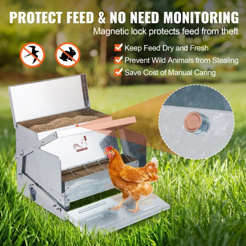 Automatic Chicken Feeder 25 lbs Capacity Feeds 10 Chickens up to 11 Days