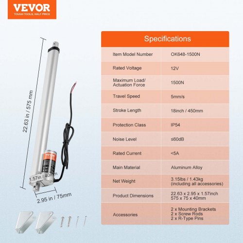 Linear Actuator 12V 18 Inch High Load 330lbs1500N Linear Actuator 019s