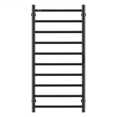 10-Bar Towel Warmer Rack Wall Mounted Heated Towel Rack for Bathroom Black
