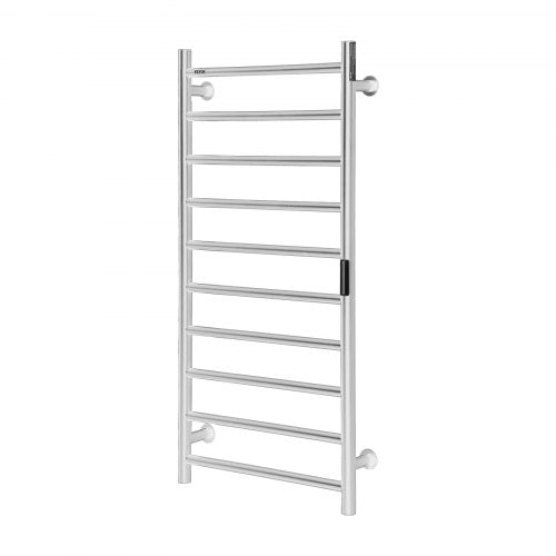 10 Bars Towel Warmer Rack Wall Mounted Heated Towel Rack Bathroom Silver – 9 FT