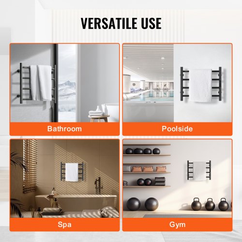 4 Bars Towel Warmer Rack Wall Mounted Heated Towel Rack for Bathroom IPX5