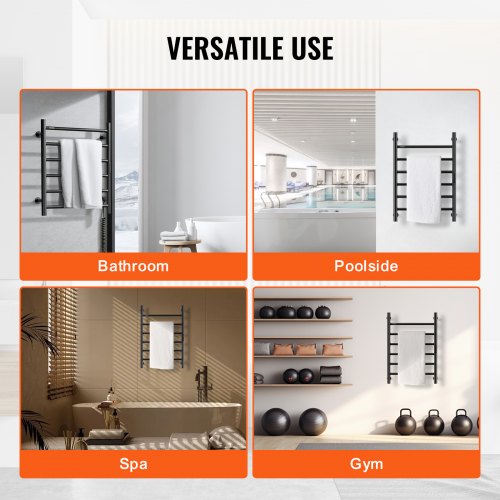 6 Bars Towel Warmer Rack Wall Mounted Heated Towel Rack for Bathroom IPX5