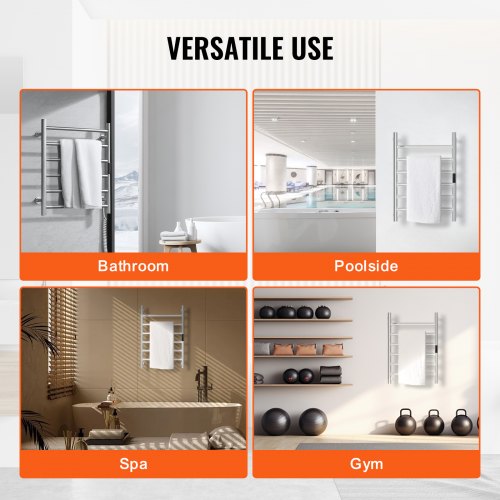 6Bar Towel Warmer Rack Wall Mounted Heated Towel Rack for Bathroom Silver –
