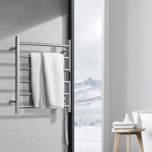 6Bar Towel Warmer Rack Wall Mounted Heated Towel Rack for Bathroom Silver –