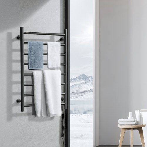 8 Bars Towel Warmer Rack Wall Mounted Heated Towel Rack for Bathroom Black –