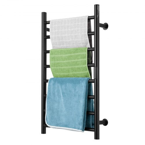 8 Bars Towel Warmer Rack Wall Mounted Heated Towel Rack for Bathroom Black –