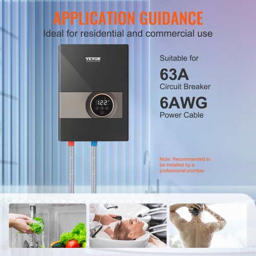 Instant Water Heater 13.8kw Electric Tankless Water Boiler Digital