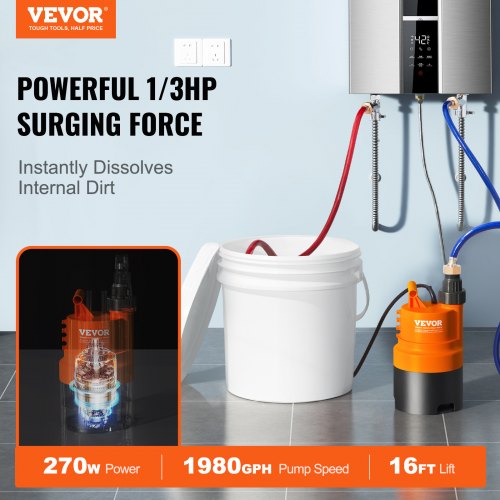 Tankless Water Heater Flushing Kit Includes Efficient Pump 3.7 Gallon