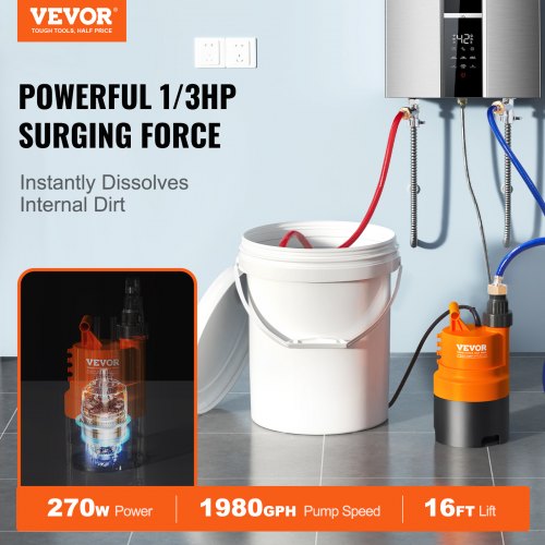 Tankless Water Heater Flushing Kit Includes Efficient Pump 5 Gallon Pail
