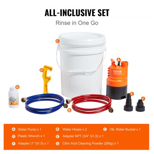 Tankless Water Heater Flushing Kit Includes Efficient Pump 5 Gallon Pail