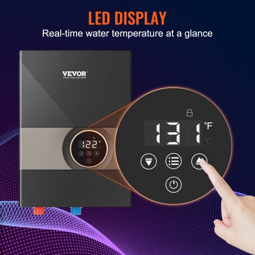Instant Water Heater 8kw On Demand Electric Tankless Water Boiler Digital