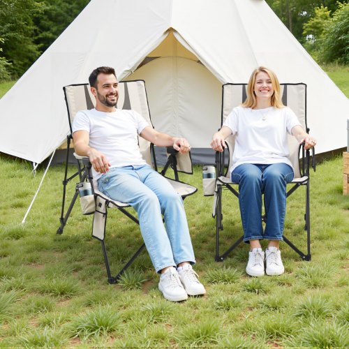 Heated Camping Chair 3 Heat Settings High Back Folding Camping Chair