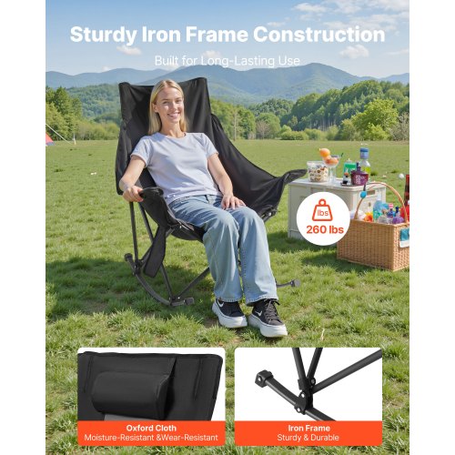 Heated Camping Chair 3 Heating Settings LargeSized Padded Folding Rocker