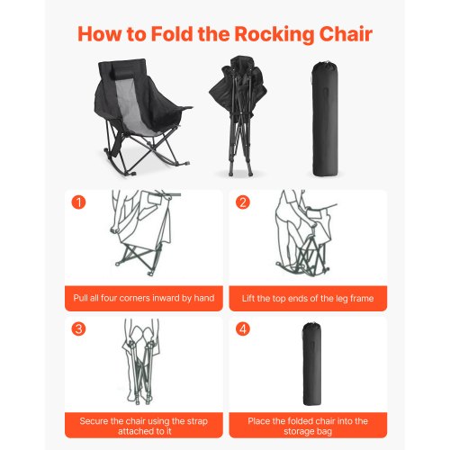 Heated Camping Chair 3 Heating Settings LargeSized Padded Folding Rocker