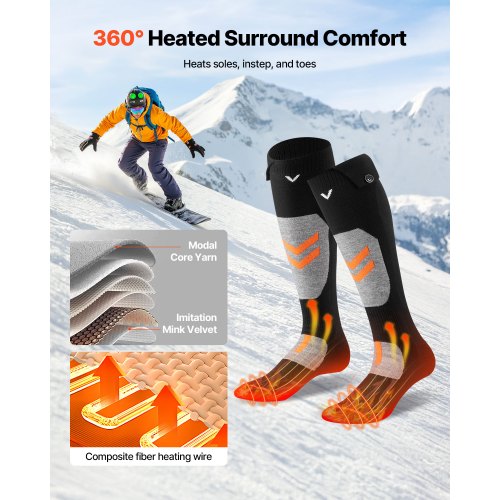 Heated Socks Medium Size 5000mAh Battery Rechargeable Heating Socks with 4