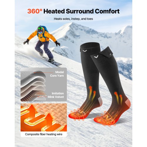 Heated Socks 5000mAh Battery Powered Rechargeable Heating Socks with 4 1