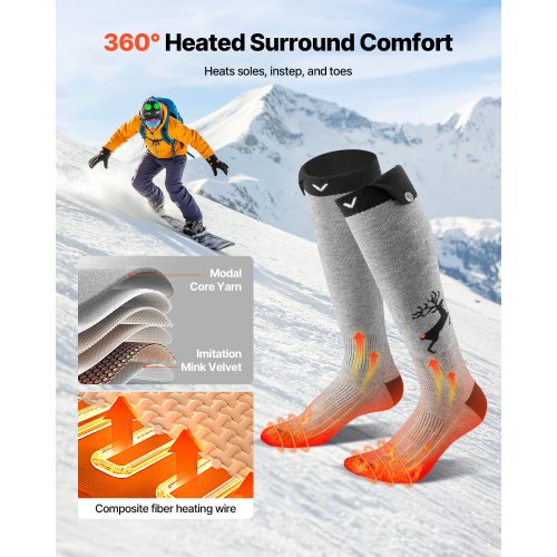 Heated Socks 6000mAh Battery Powered Rechargeable Heating Socks with 4