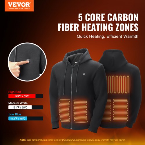 Heated Hoodie Unisex Heated Sweatshirt with Battery Pack 74V Zip Up Electric